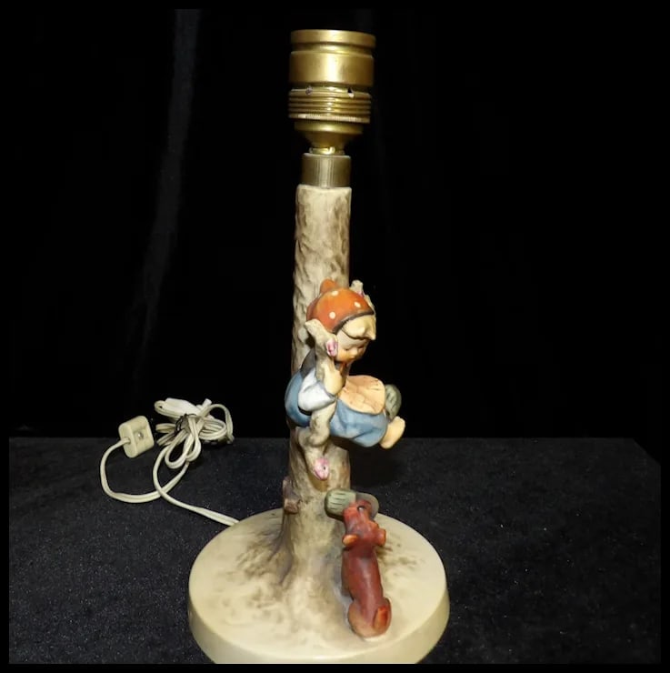 Authentic 1936 Out of Danger Goebel Hummel Figurine Table Lamp from Germany - 7