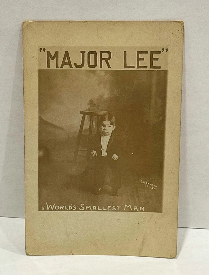 RPPC Real Photo Postcard Major Lee World's Smallest Man 1900 Sideshow Midget - 2