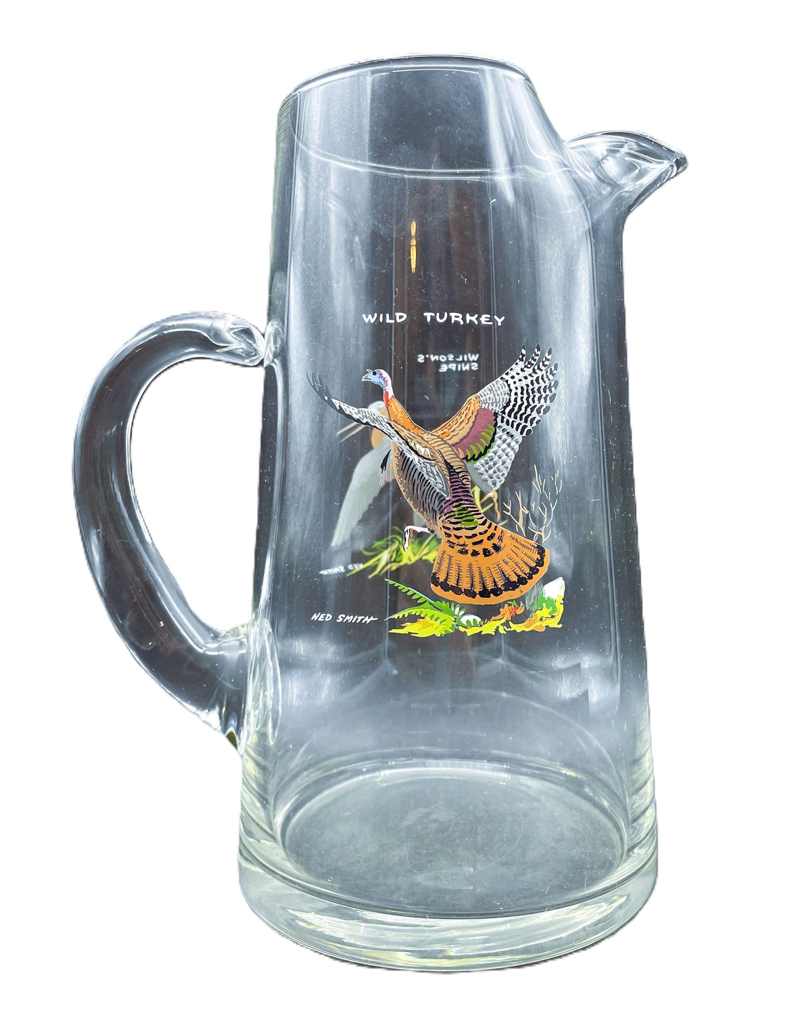 VINTAGE NED SMITH GAME BIRD COCKTAIL PITCHER Wild Turkey & Wilson's Snipe (1 of 8)