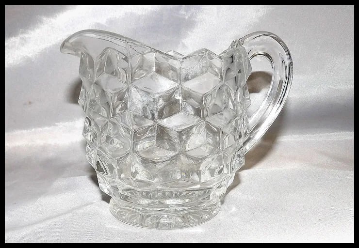Fostoria American Cubic Clear Glass Creamer - 2