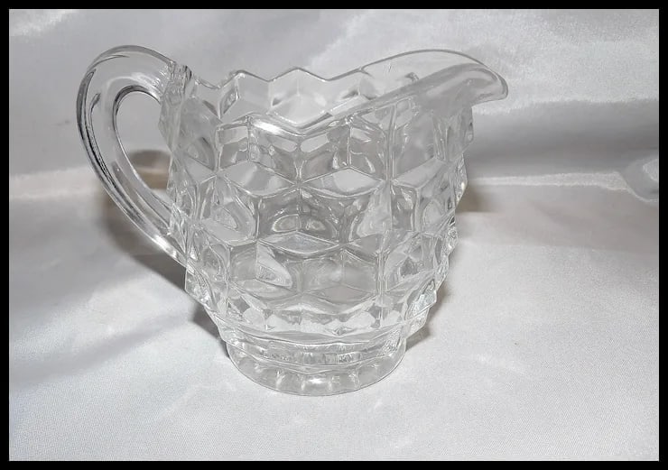 Fostoria American Cubic Clear Glass Creamer - 5