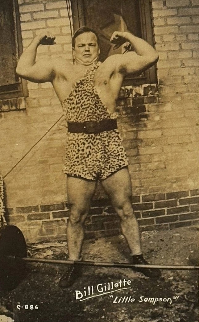 RPPC Real Photo PC Bill Gilette Little Sampson Circus Strongman Leopard Outfit (1 of 3)