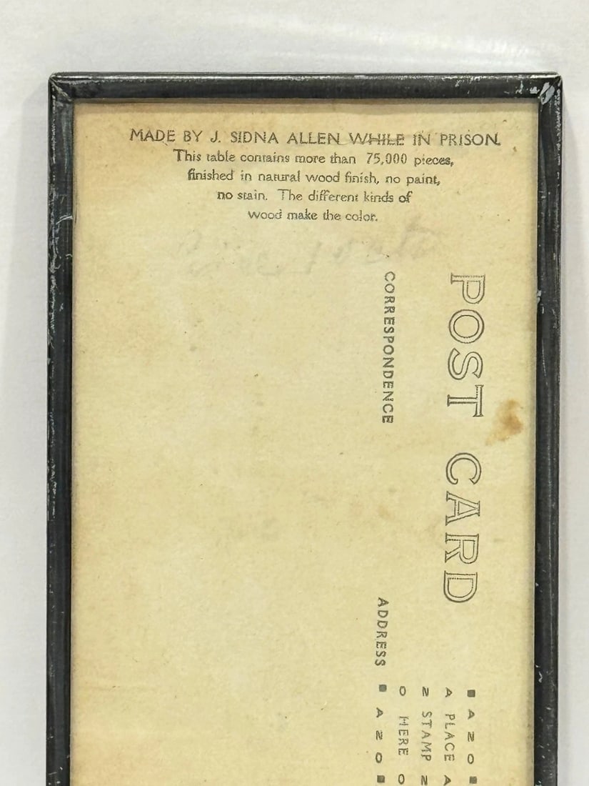 RPPC Real Photo Postcard Sidna Allen Folk Art Made in Prison Glass Case 1930s - 2