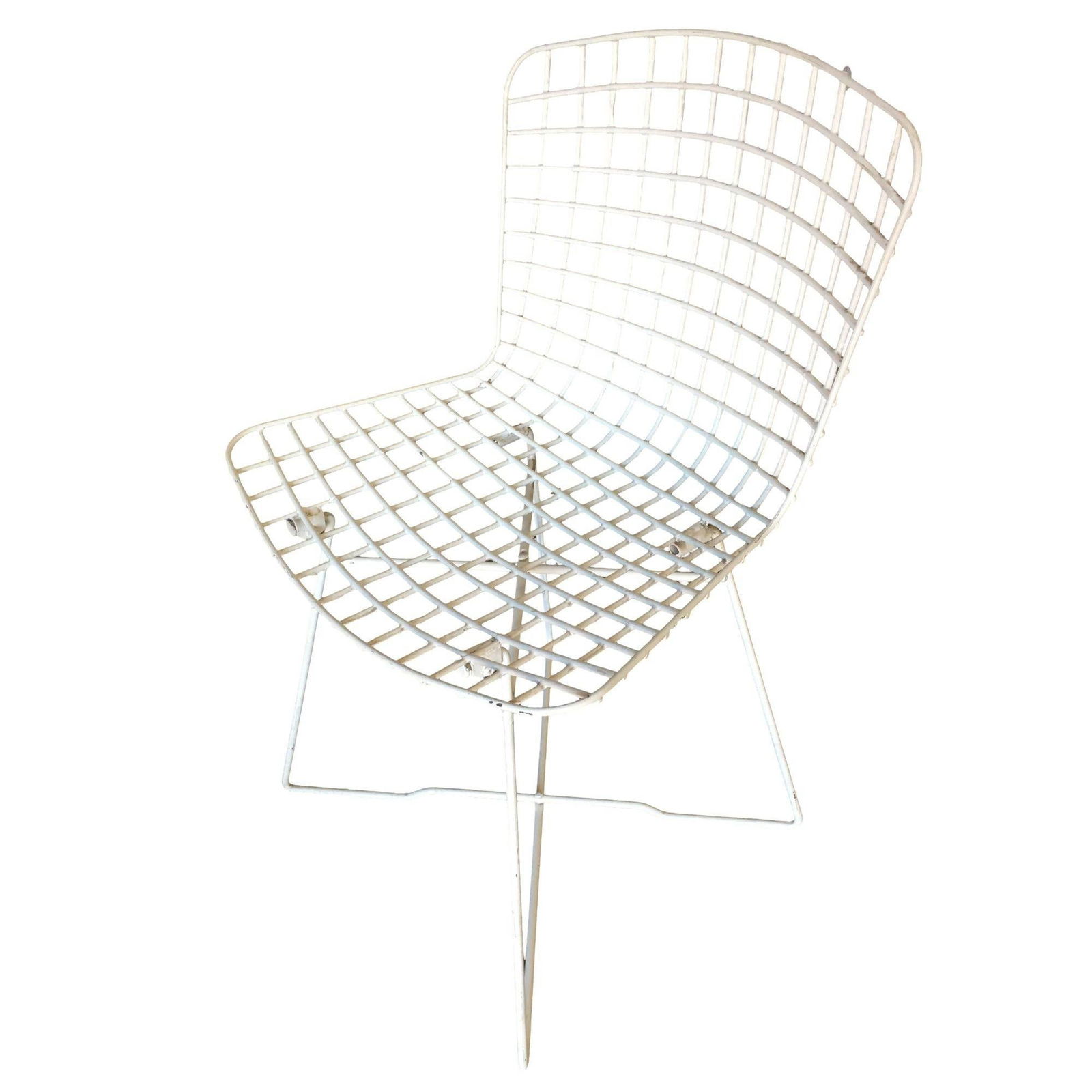 White Bertoia Steel Wire Side Chair With "X" Base by Knoll, Set of 6 - 4