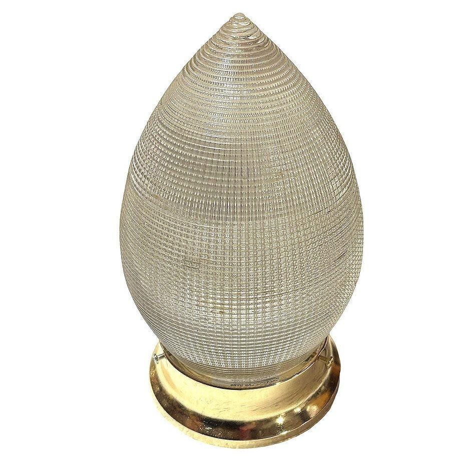 MCM Holophane Teardrop Glass Ceiling Pendant w/ Light Brass Fitter, 2 Avalible - 3