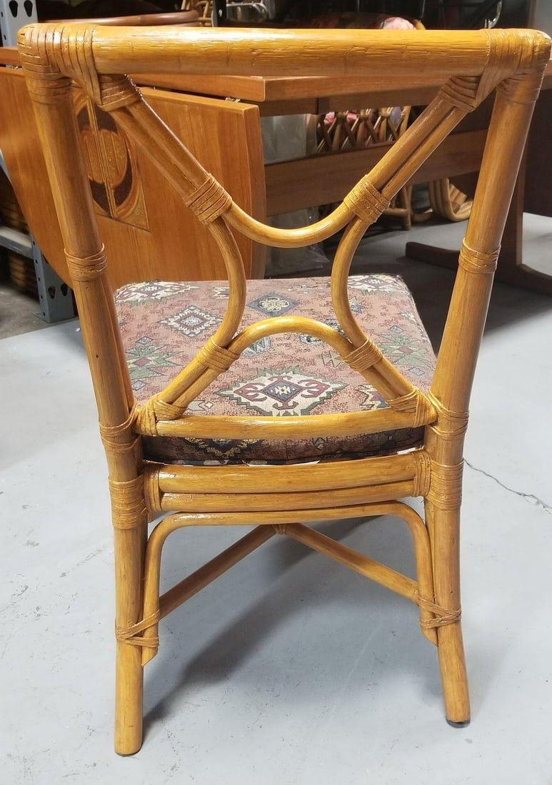 Ficks Reed Restored Rattan Dining Room Table and Chairs Set - 6