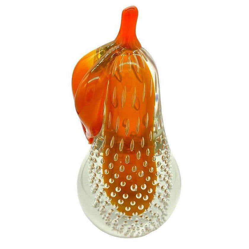 Alfredo Barbini Bullicante Aventurine Murano Glass Pear Scupture - 4