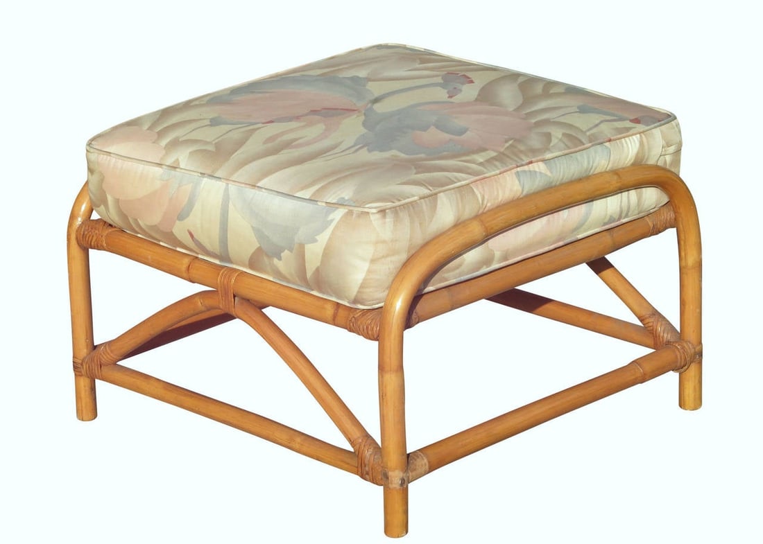 Rare Restored Pretzel Arm Rattan Rocking Chair with Ottoman - 12