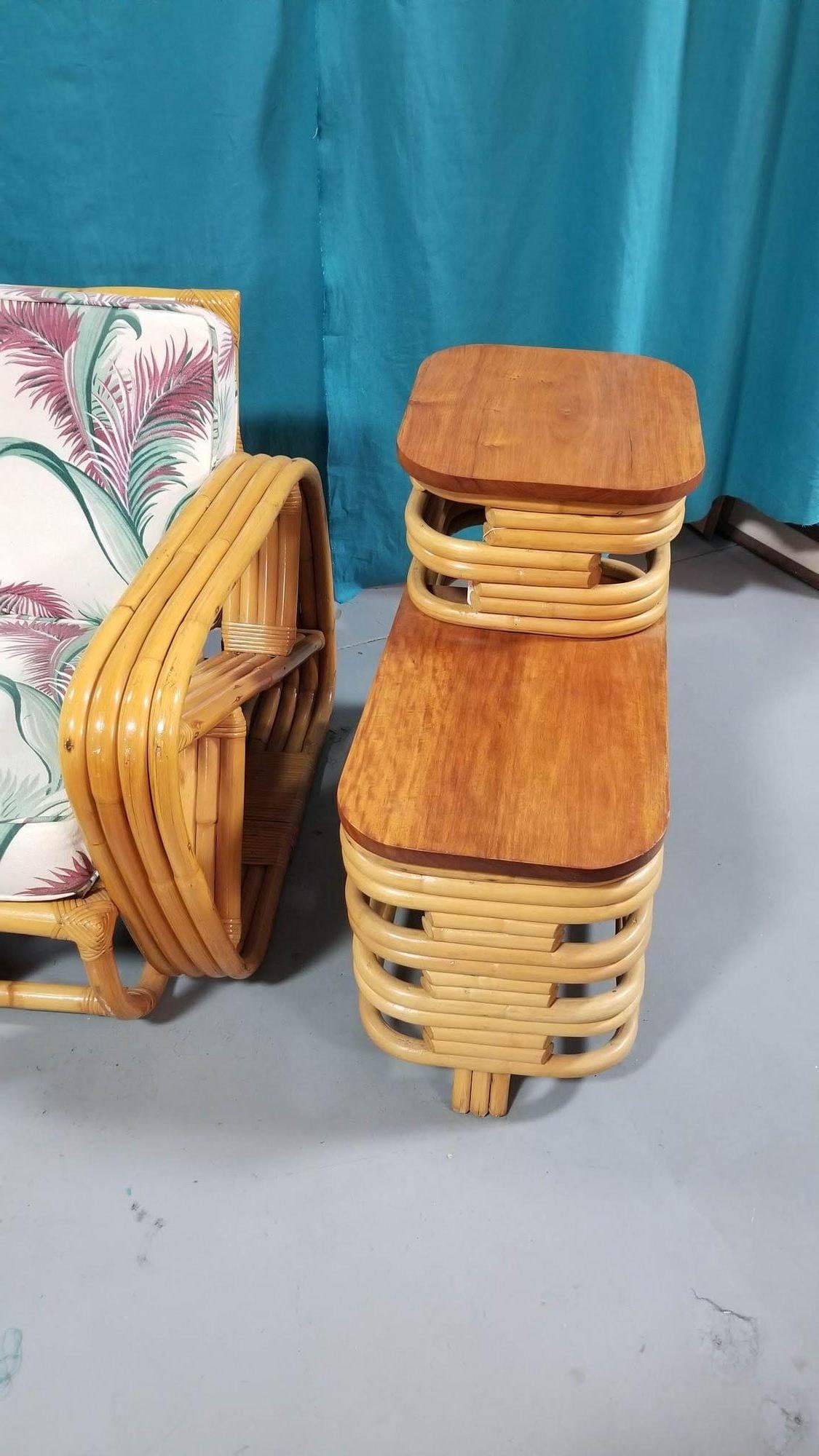 Ficks Reed Restored Rattan Livingroom Set - Corner Sofa, Coffee & Side Table - 4