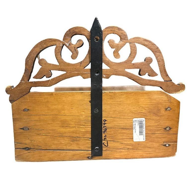 Vintage Hand Carved Edwardian Wooden Wall Mailer Mailbox w/ Star - 12