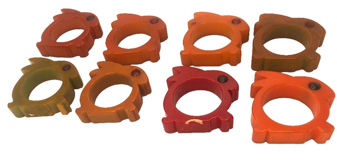 Art Deco 1930's Butterscotch Bakelite Rabbit Napkin Holders Set of 8 - 11