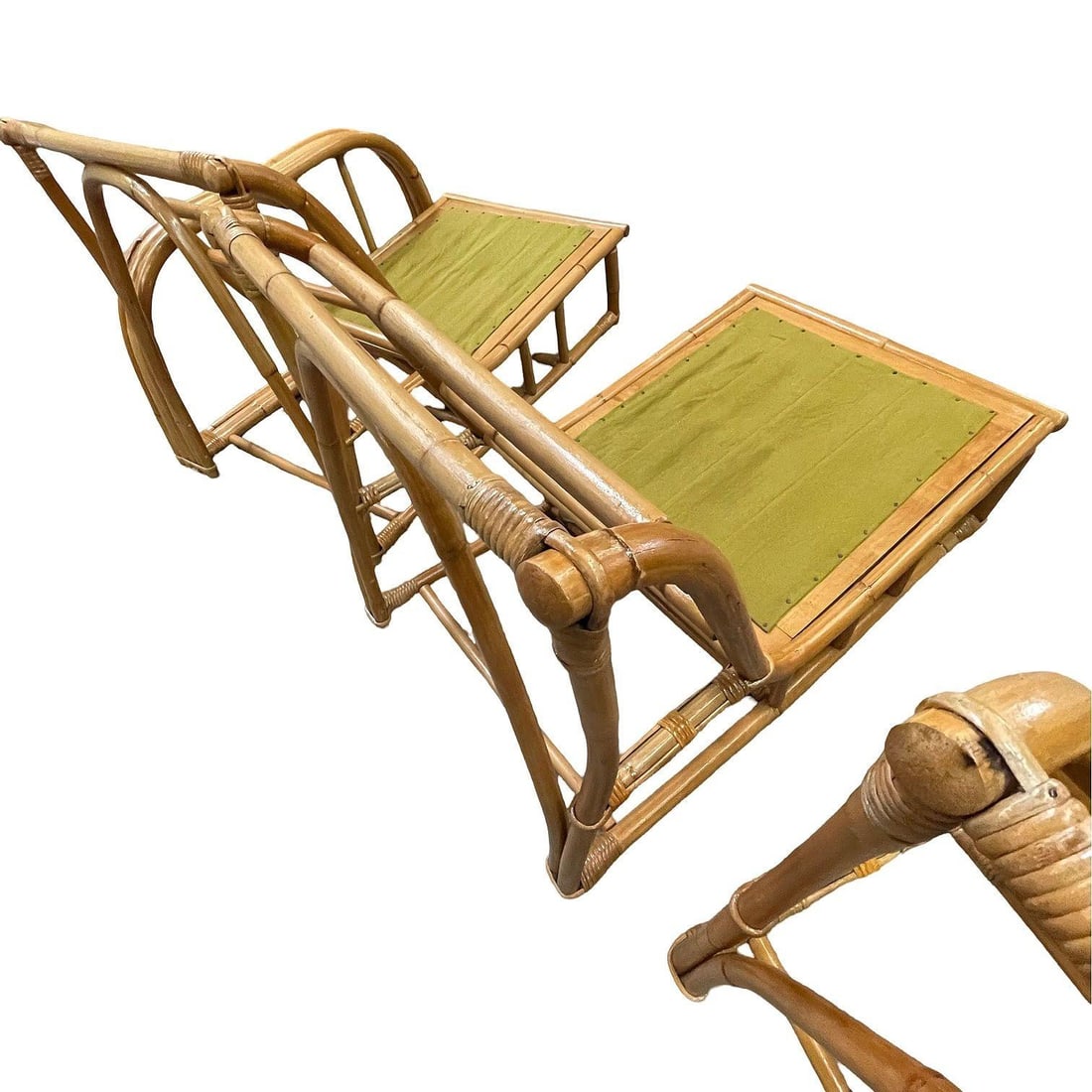 Restored Paul Laszlo 3-Strand 3 Seat Rattan Sectional Sofa w/ Open Base - 3