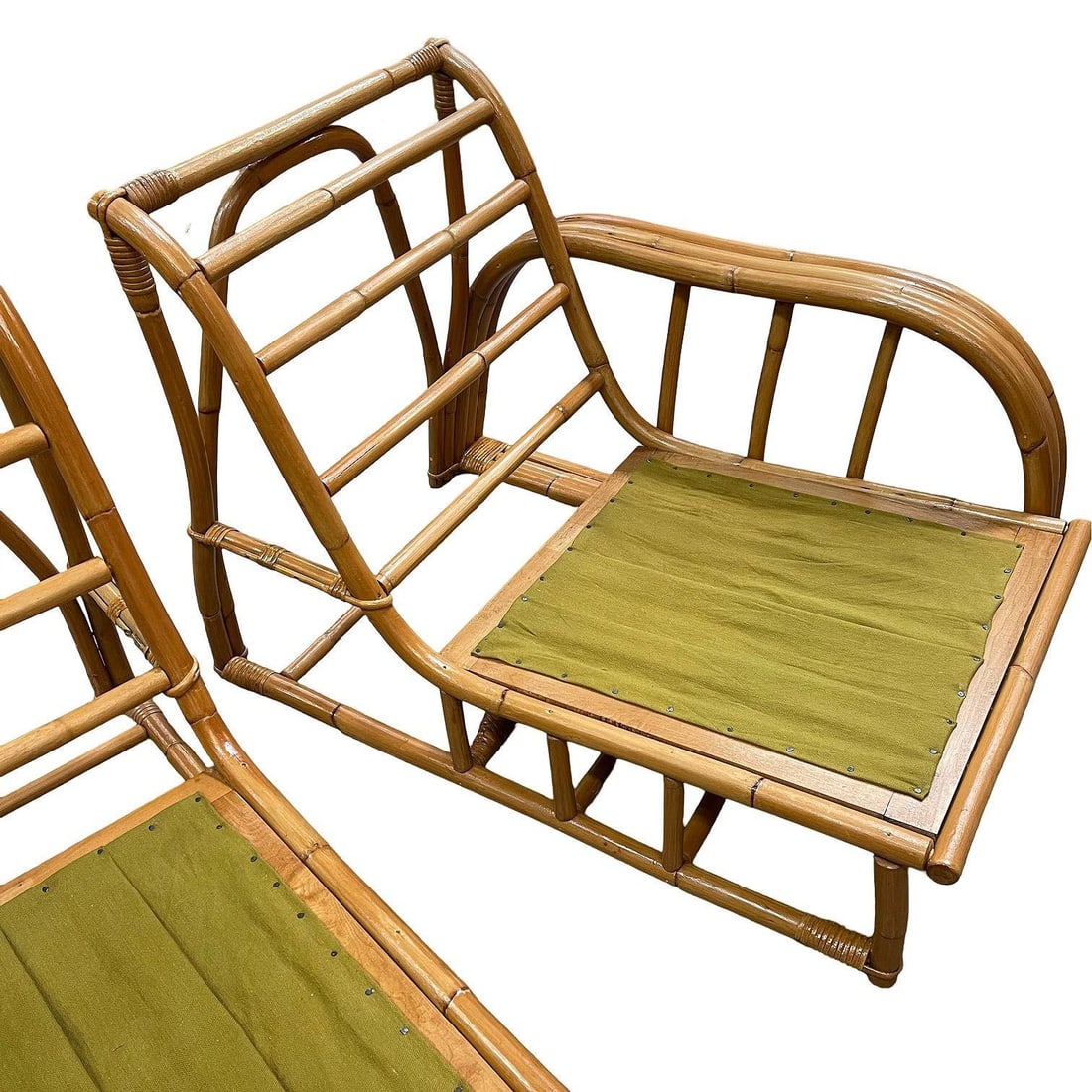 Restored Paul Laszlo 3-Strand 3 Seat Rattan Sectional Sofa w/ Open Base - 5