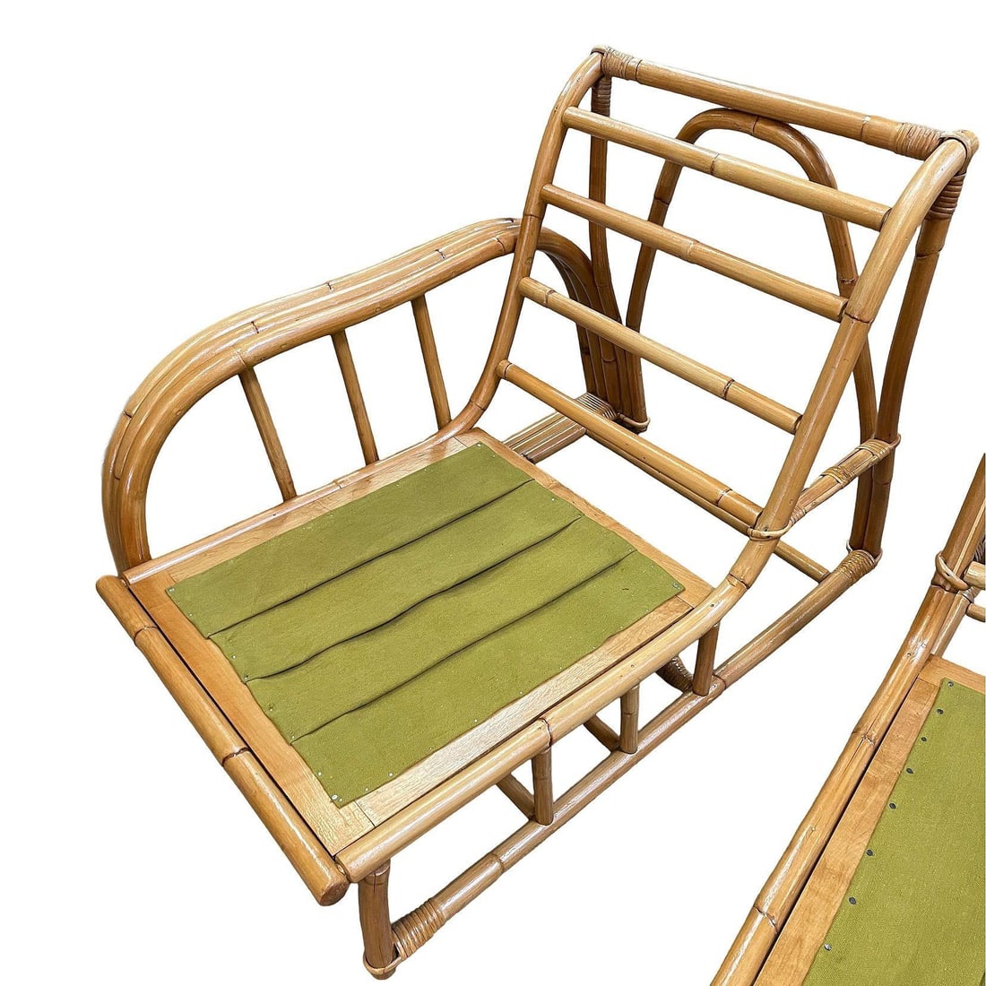 Restored Paul Laszlo 3-Strand 3 Seat Rattan Sectional Sofa w/ Open Base - 6