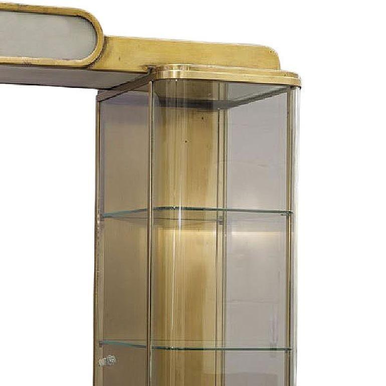 Rare Streamline Art Deco Brass & Oak Double Tower Display Case by Parker Pens - 5