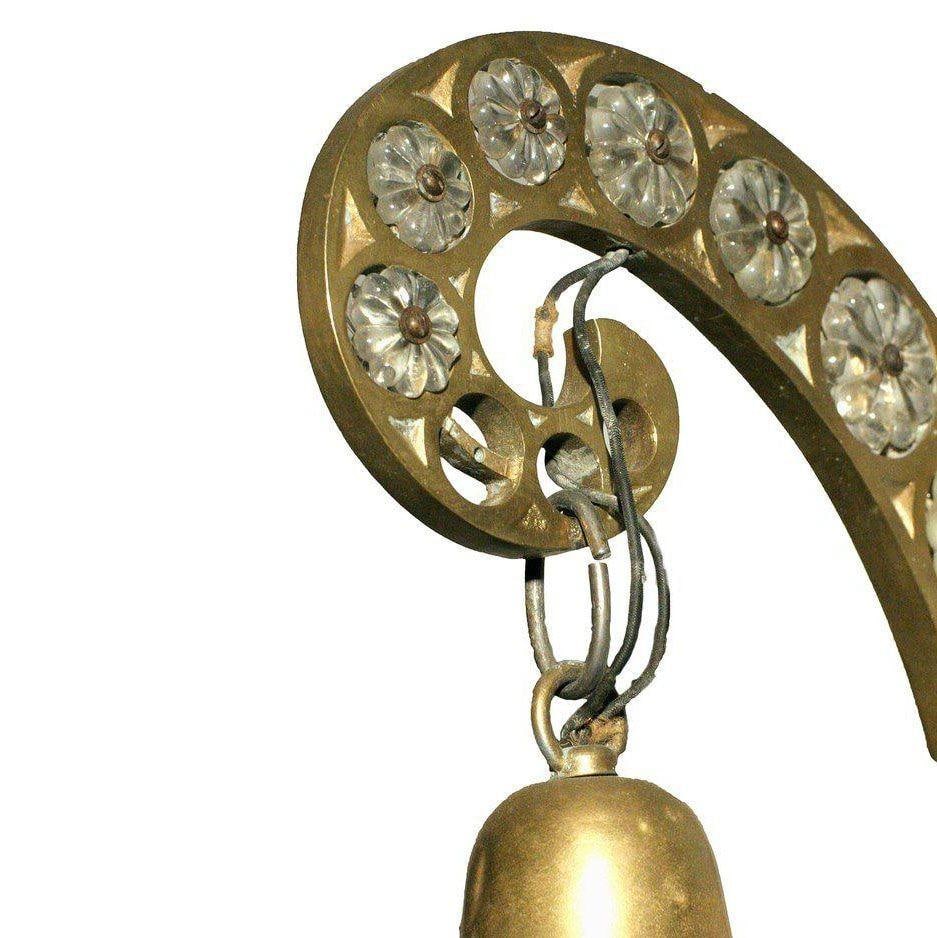 Belle Epoque Electric Scrolling Brass Crystal Sconce w Beaded Shade, 2 Available - 2