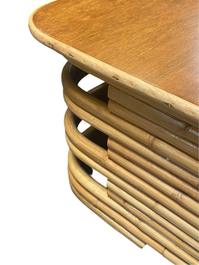 Restored 6-Strand Square Pretzel Rattan Lounge Chair, Sofa Livingroom Set - 6