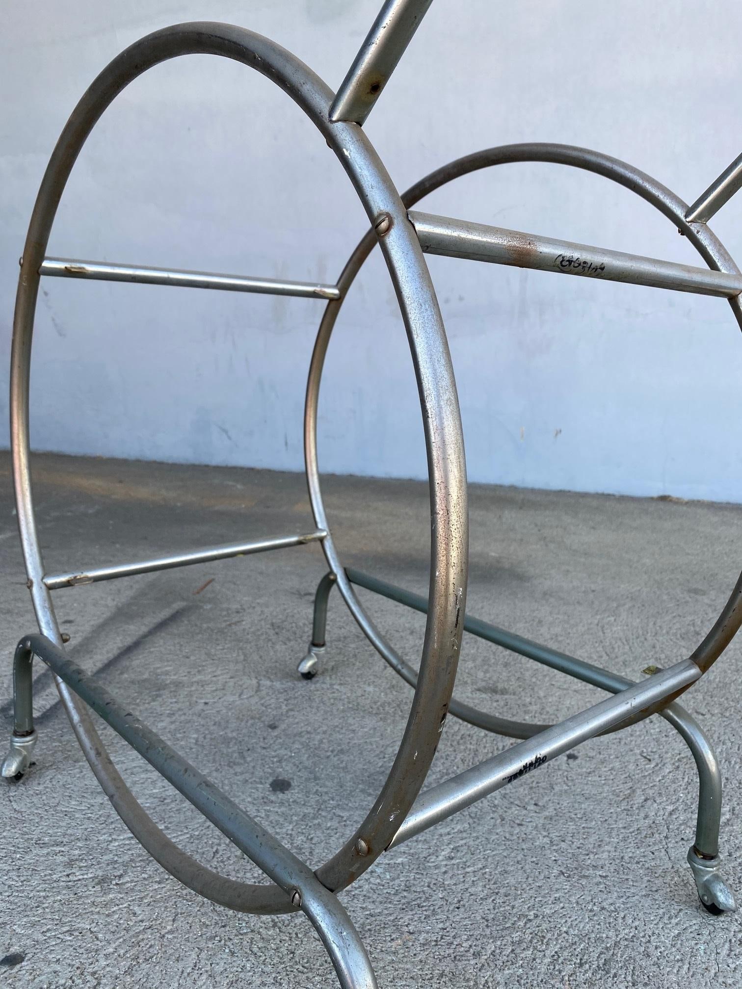 Bauhaus Inspired Art Deco Chrome Tubular Bar Cart - 6