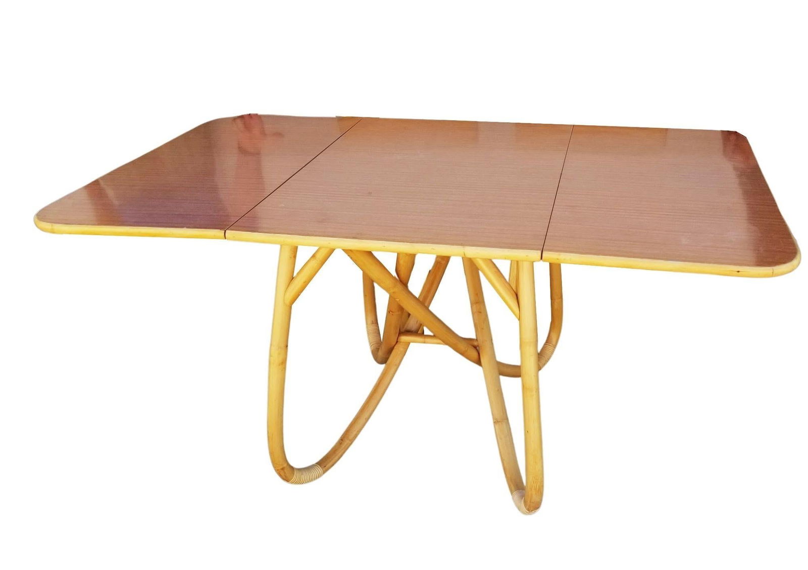 Restored Rattan "Loop" Leg Six Chairs and Dining Table Set - 4