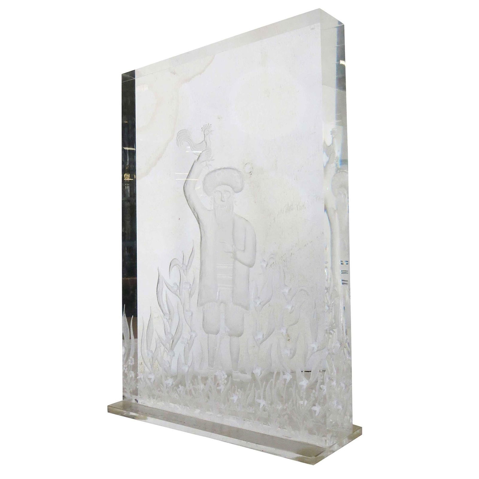 Three Dimensional "Yom Kippur" Etched Acrylic Block Art by Dekel - 9