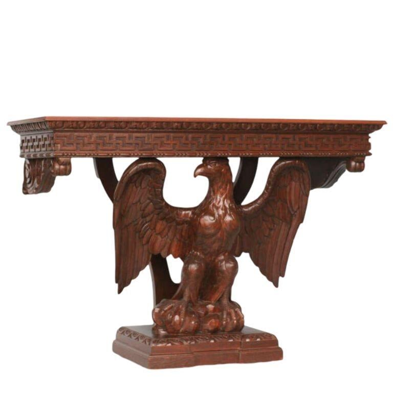 American Neoclassical Hand-Carved Eagle Console Table - 2