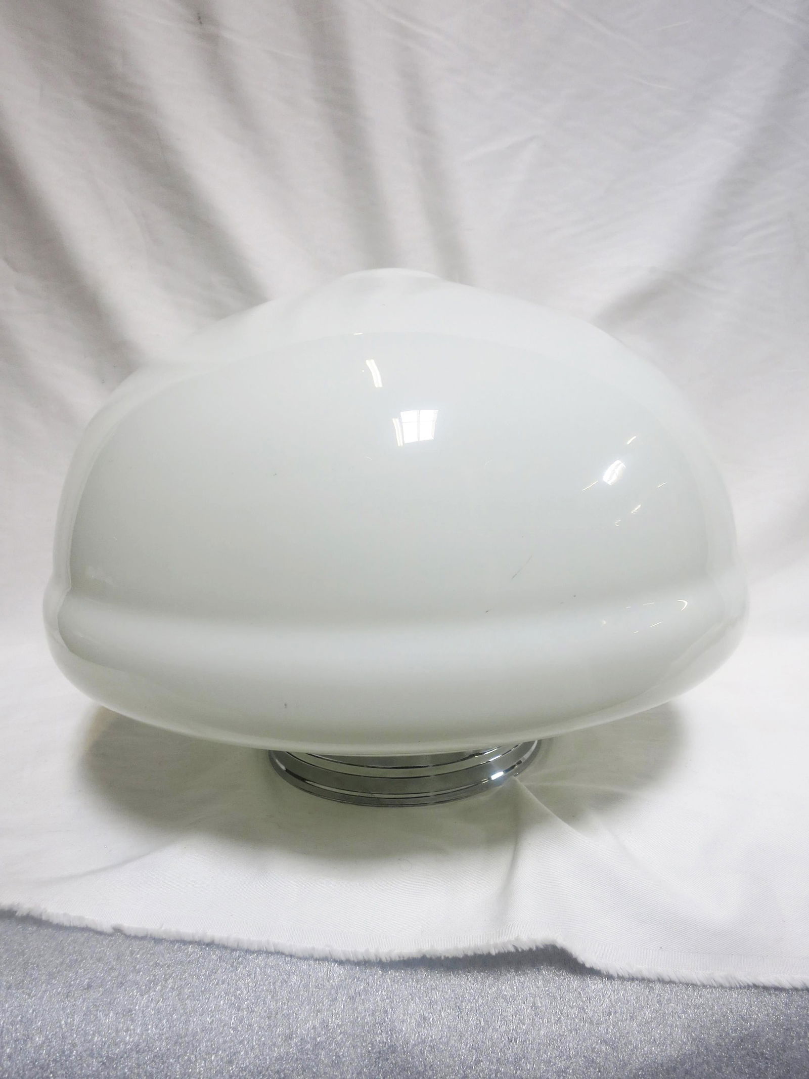Large Schoolhouse Banded Oval Shape Ceiling Glass Globe Pendant - 3