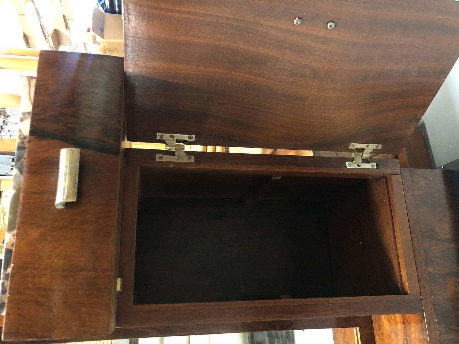 Art Deco Donald Deskey Style Palisander Wood and Marble Vanity w/ Full Mirror - 14