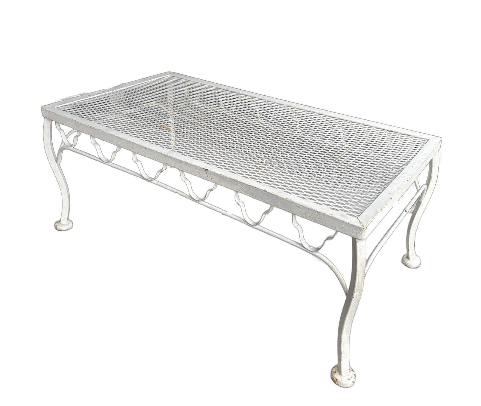 Mid-century Wrought Iron Outdoor/ Patio Low Mesh Coffee Table by Woodard - 17