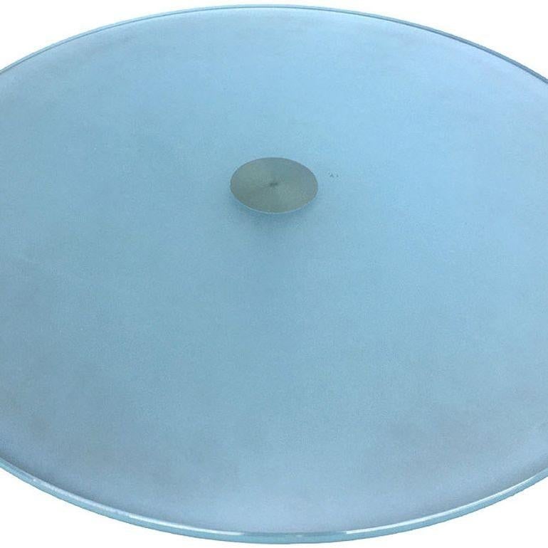 Y2K Chrome & Frosted Glass "Bugle Base" Pedestal Side Table - 6