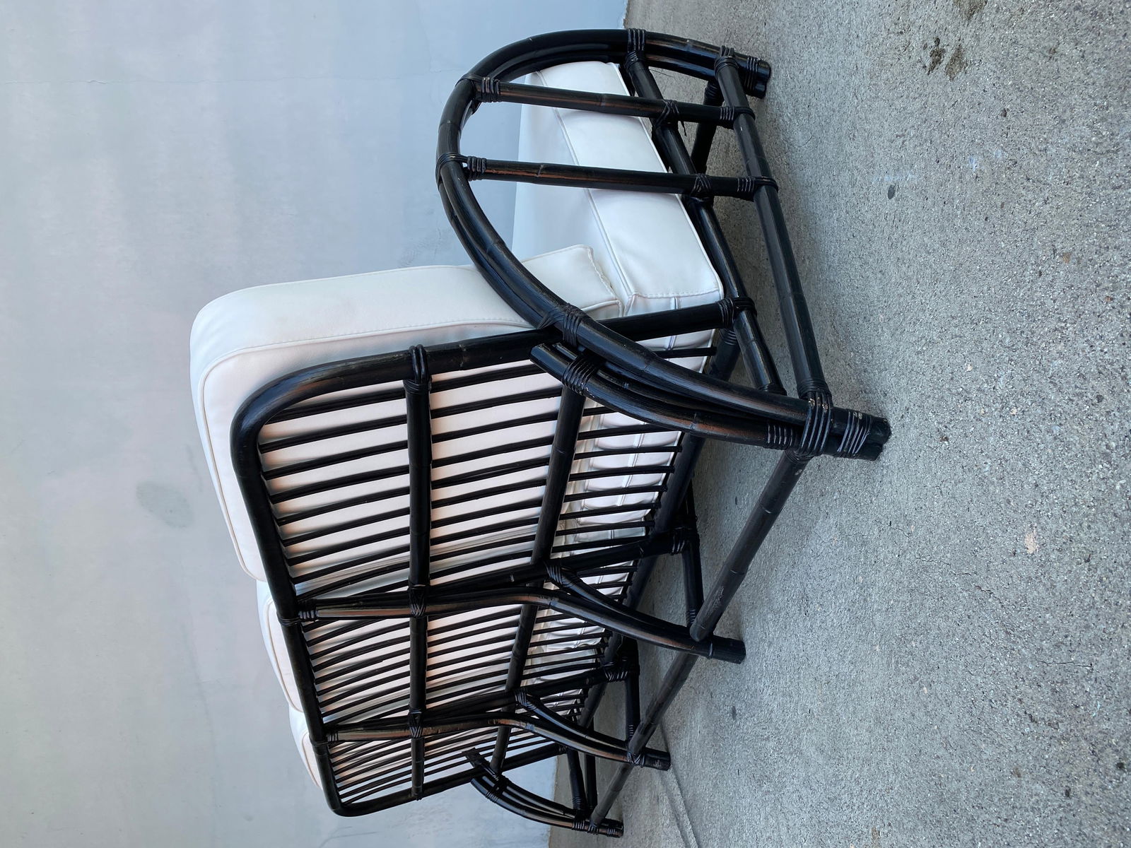 Restored Black Two-Strand "Half Moon" Rattan 3-Seat Sofa - 14