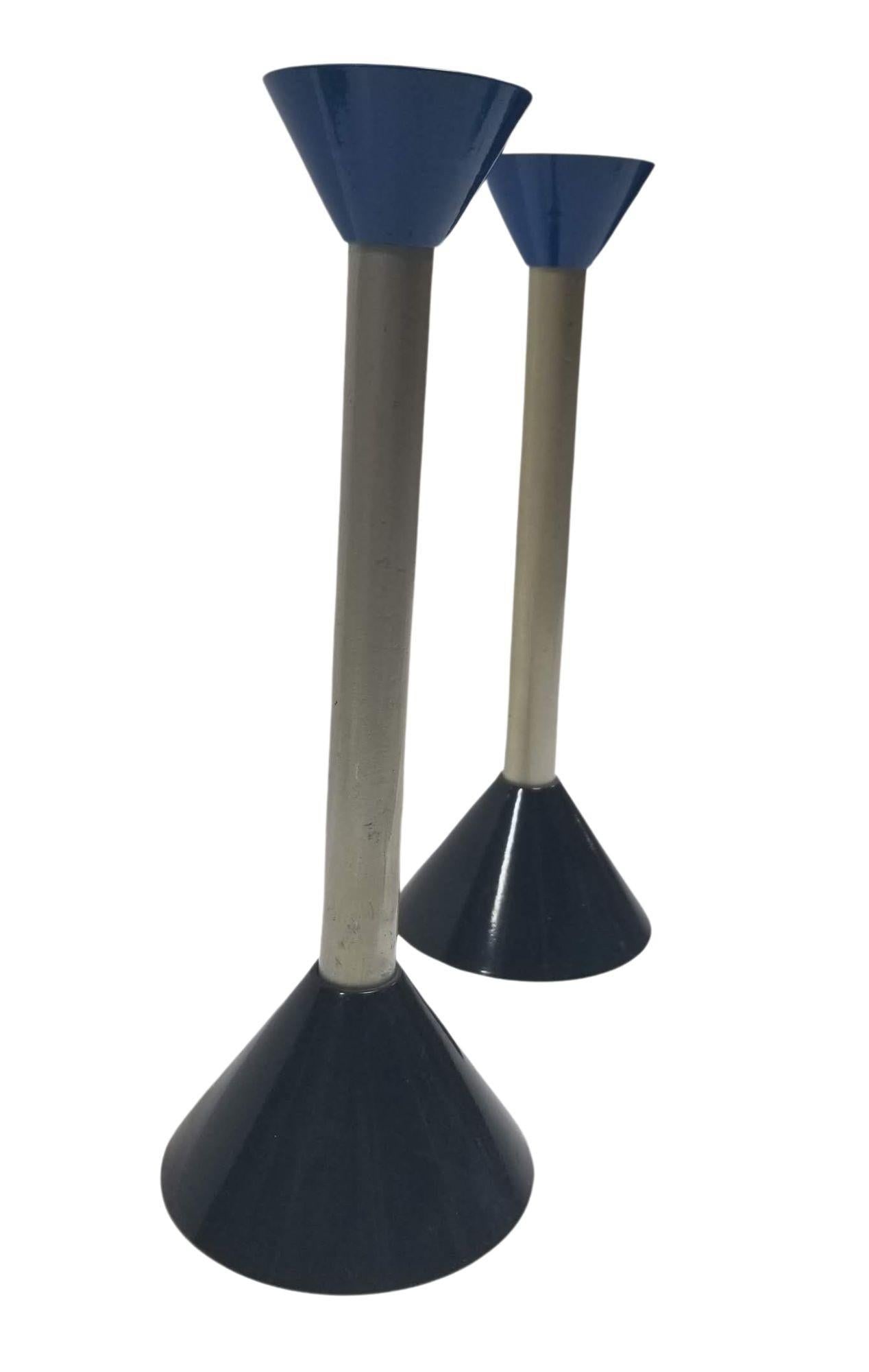 Pair of Vintage Mid Century Memphis Age Postmodern Candlestick Holder - 3