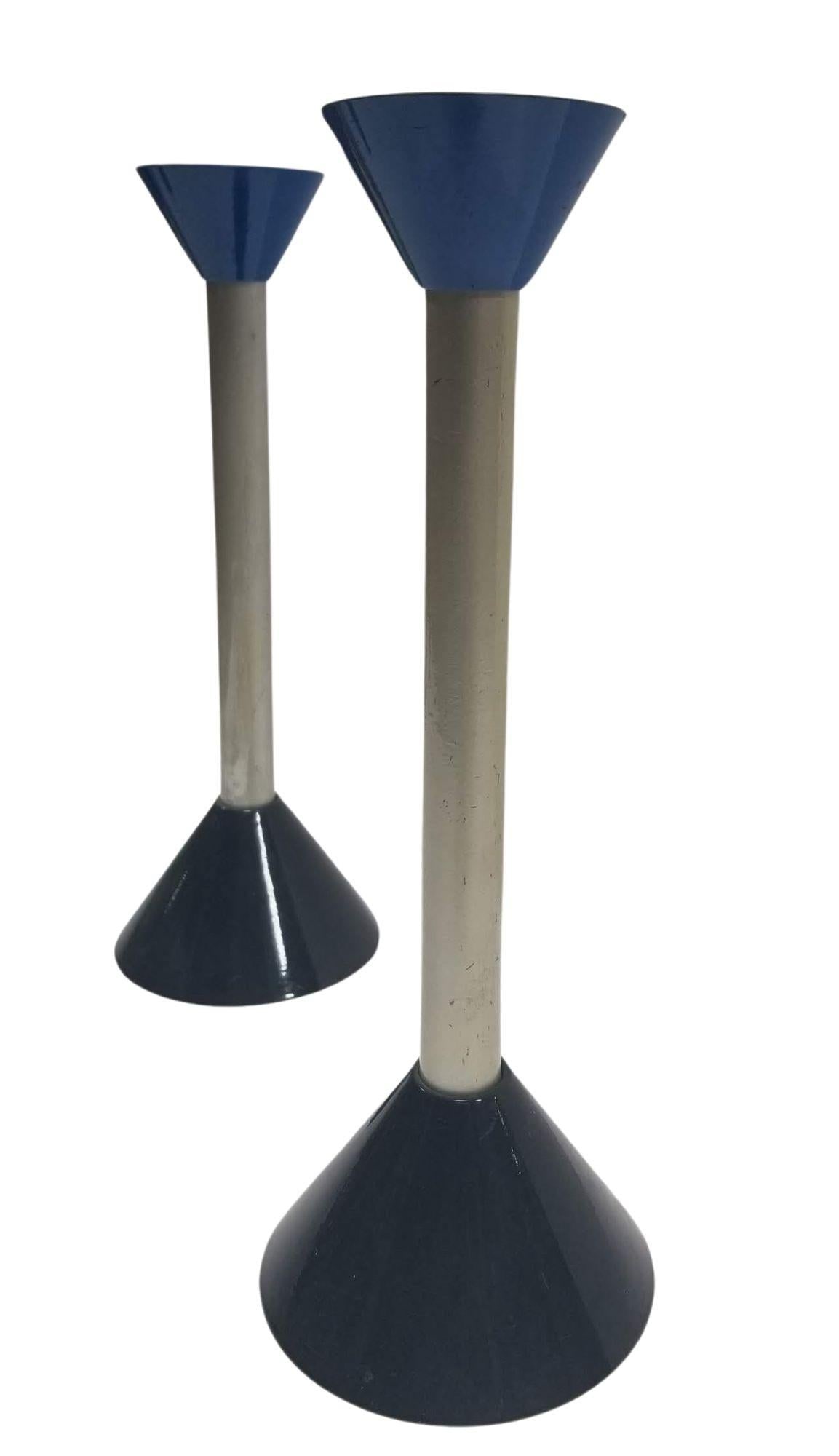 Pair of Vintage Mid Century Memphis Age Postmodern Candlestick Holder - 5