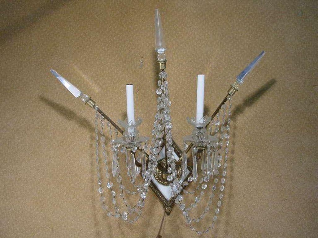 Set of Four Bronze and Bead Crystal Presidential Wall Sconce - 8