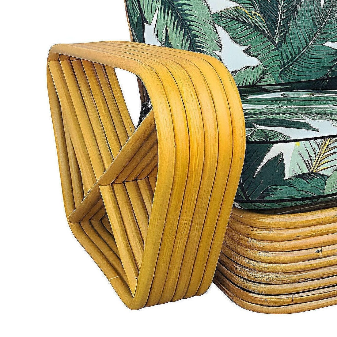 Restored Paul T Frankl Style 6-Strand Square Pretzel Rattan Lounge Chair - 6