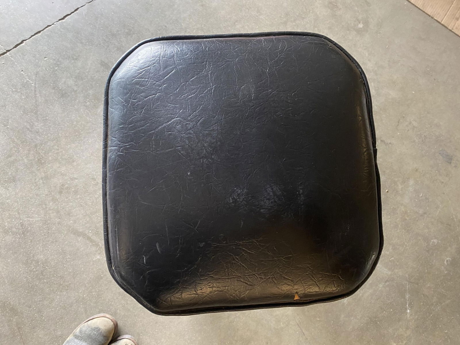 Modernist Steel Studded Knife Leg Bar Stool w/ Black Top Circa 1970, Pair - 14