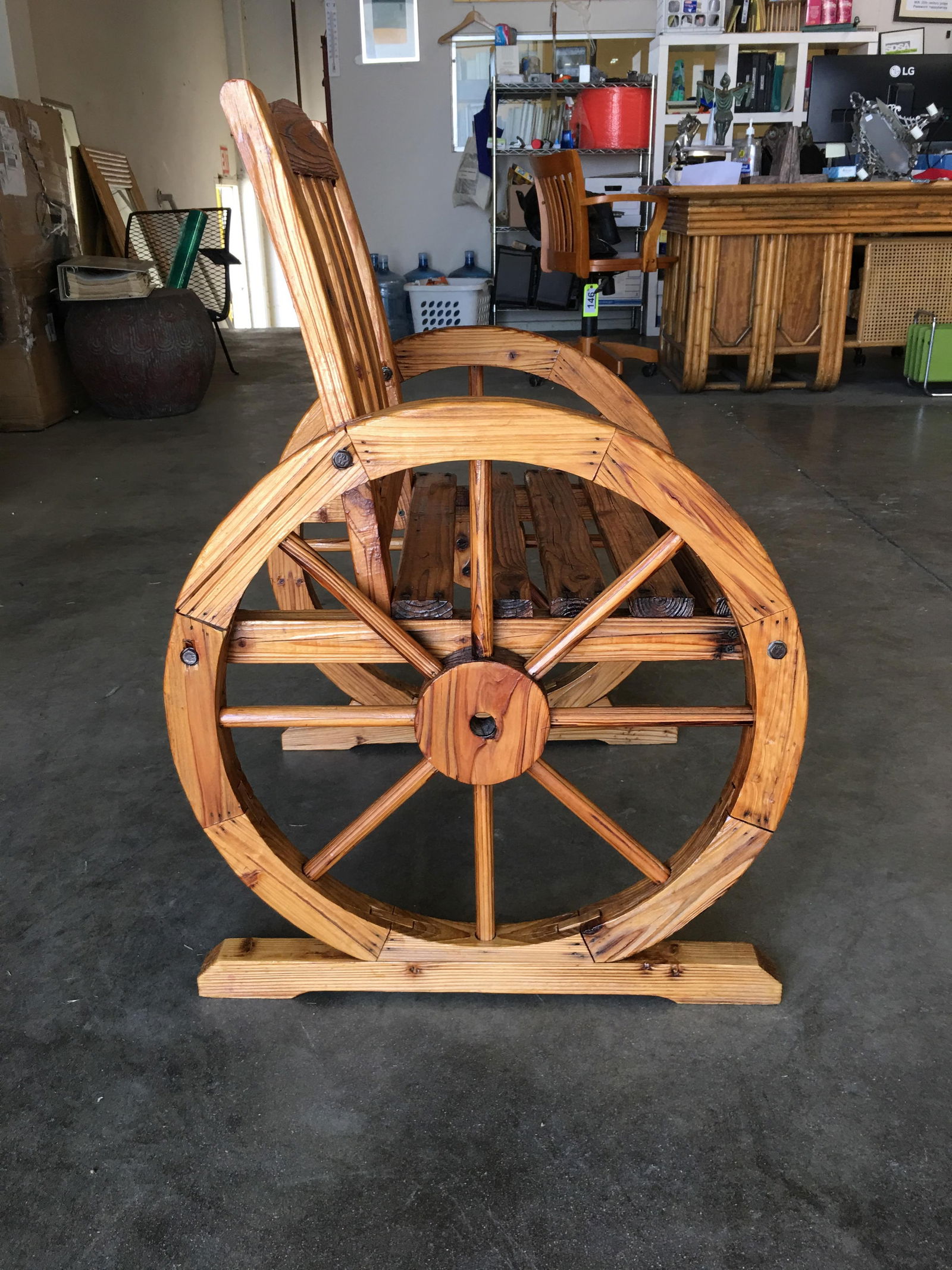 Western Folk Art Wagon Wheel Table and Chairs Set, 1960 - 13