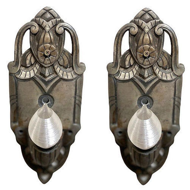 Early Art Decco Machined Aluminum Wall Sconce, Pair - 2