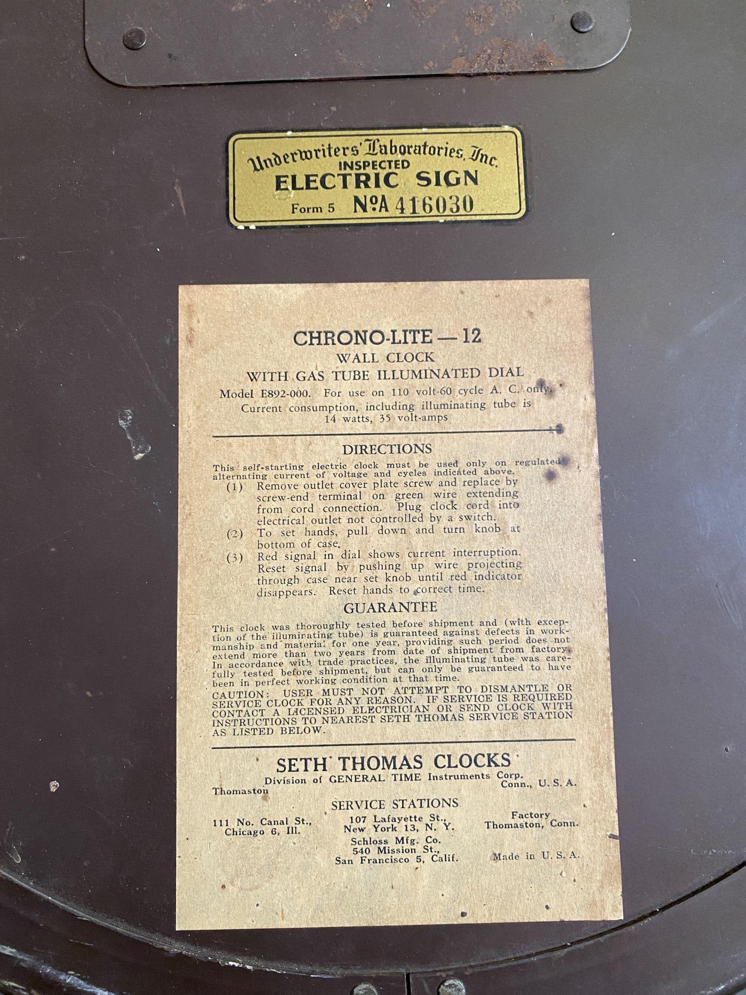 Chrome Art Deco "Chrono Lite-12" Commercial Neon Wall Clock by Seth Thomas, Cir - 4