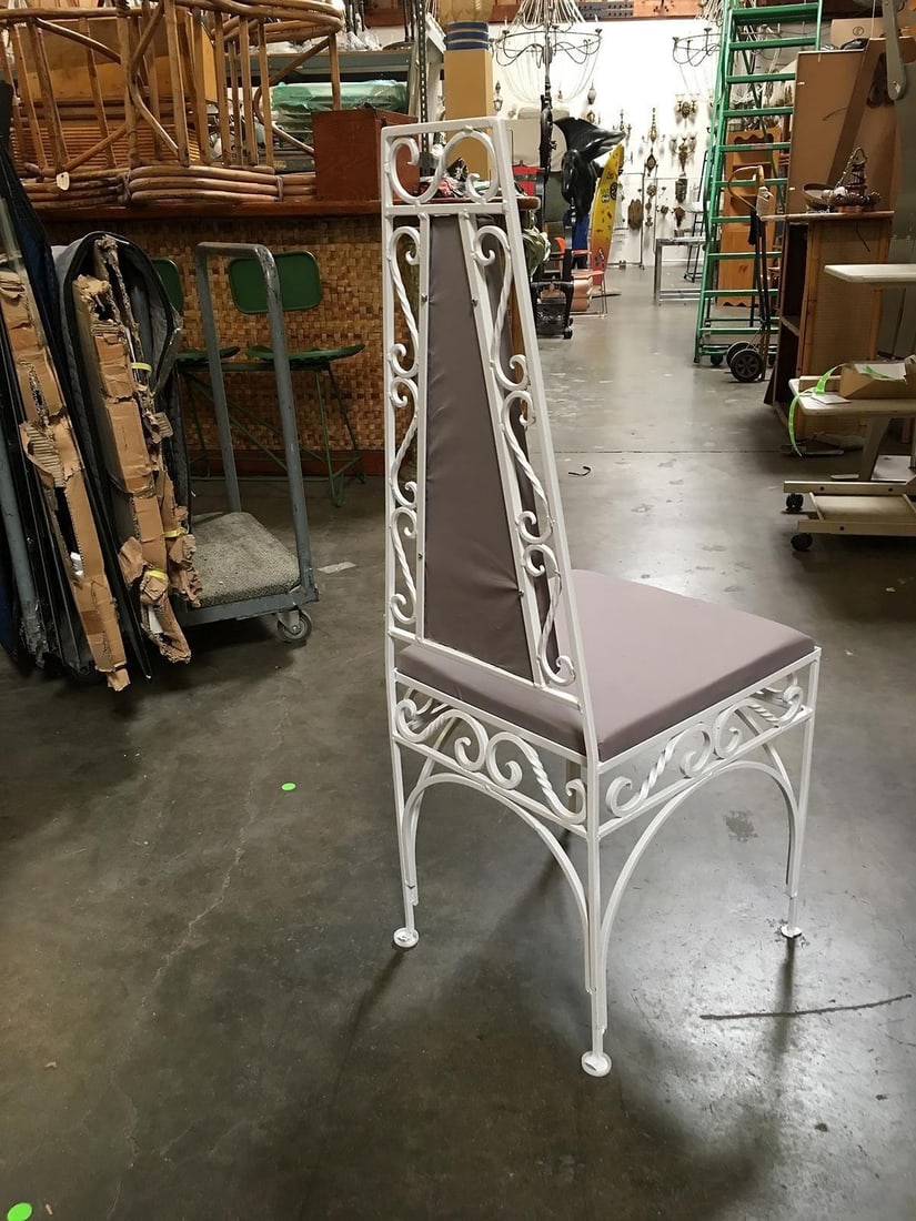 Mid-Century Modernist High Back Chair with Scrolling Pattern, Set of Two - 9