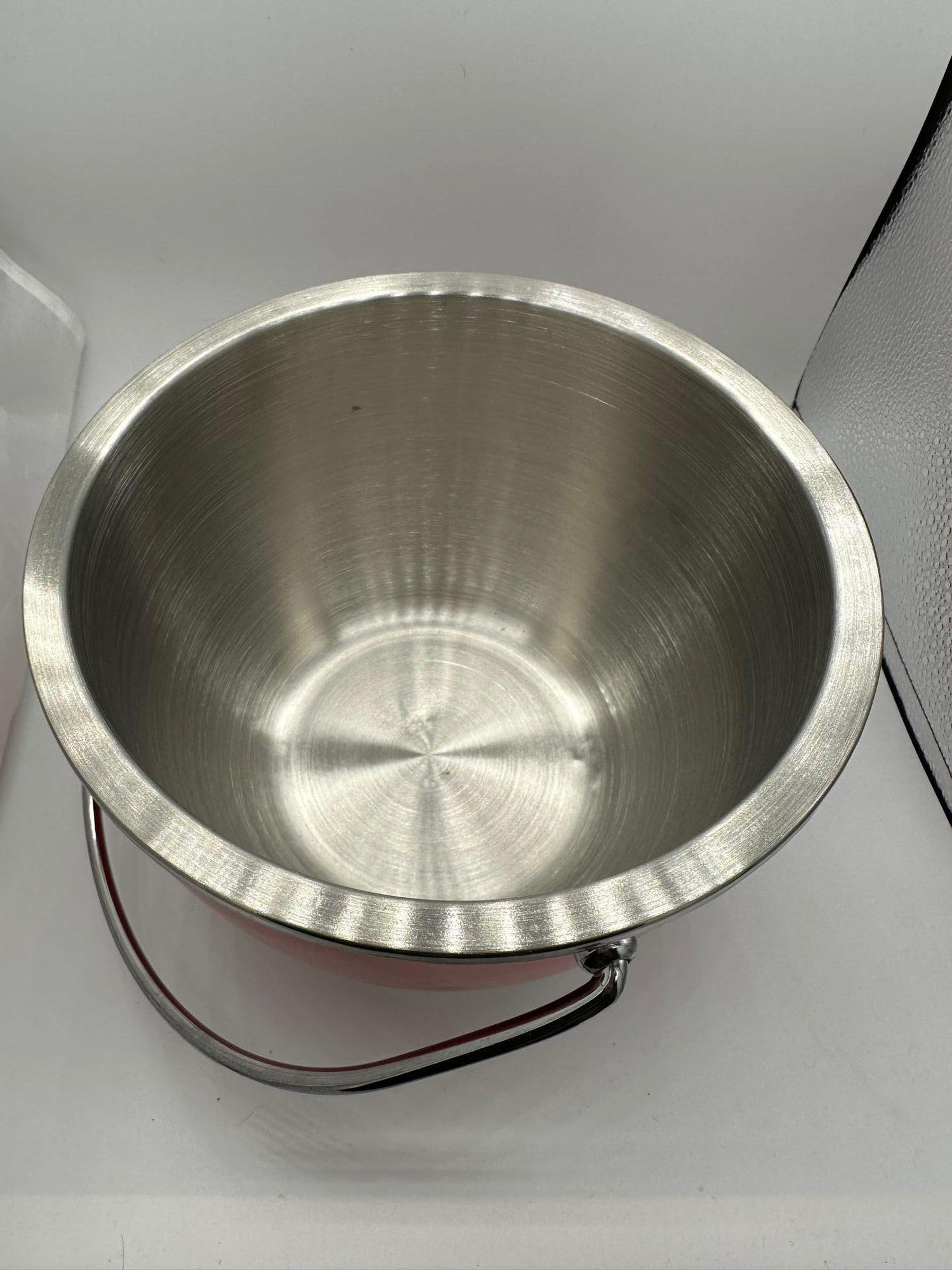 Mid-century Red Acrylic & Stainless Steel Ice Bucket - 6