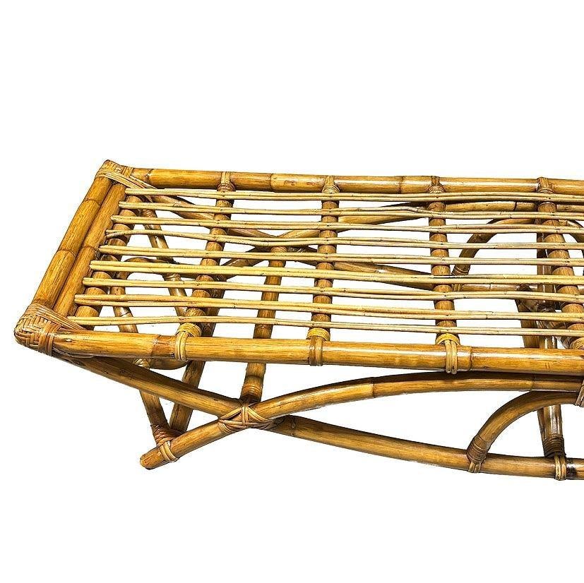 Restored Rattan Three-Seater "Eye" Bench by Paul T Frankl - 11