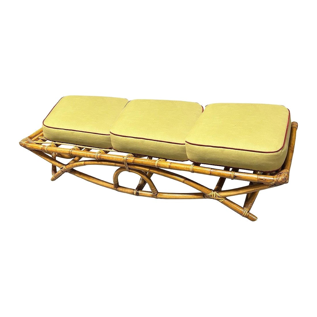 Restored Rattan Three-Seater "Eye" Bench by Paul T Frankl - 7