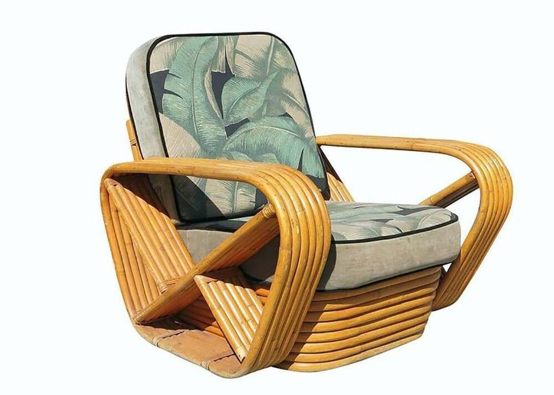 Restored Paul Frankl Style 6 strand Rattan Sofa & Lounge Chair Set - 3