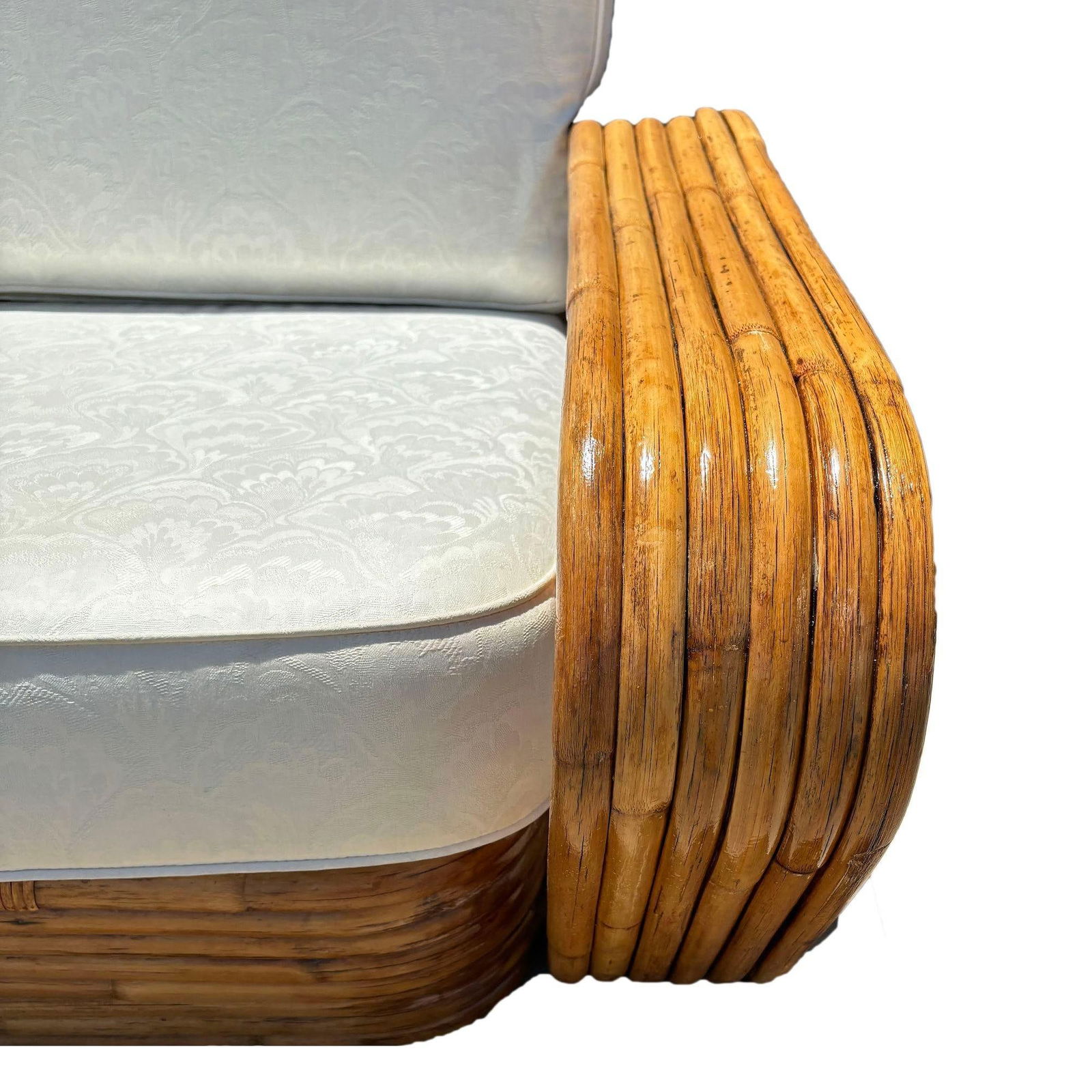 Restored Frankl Style Rattan Six Strand Square Pretzel 3-seat Sofa - 11