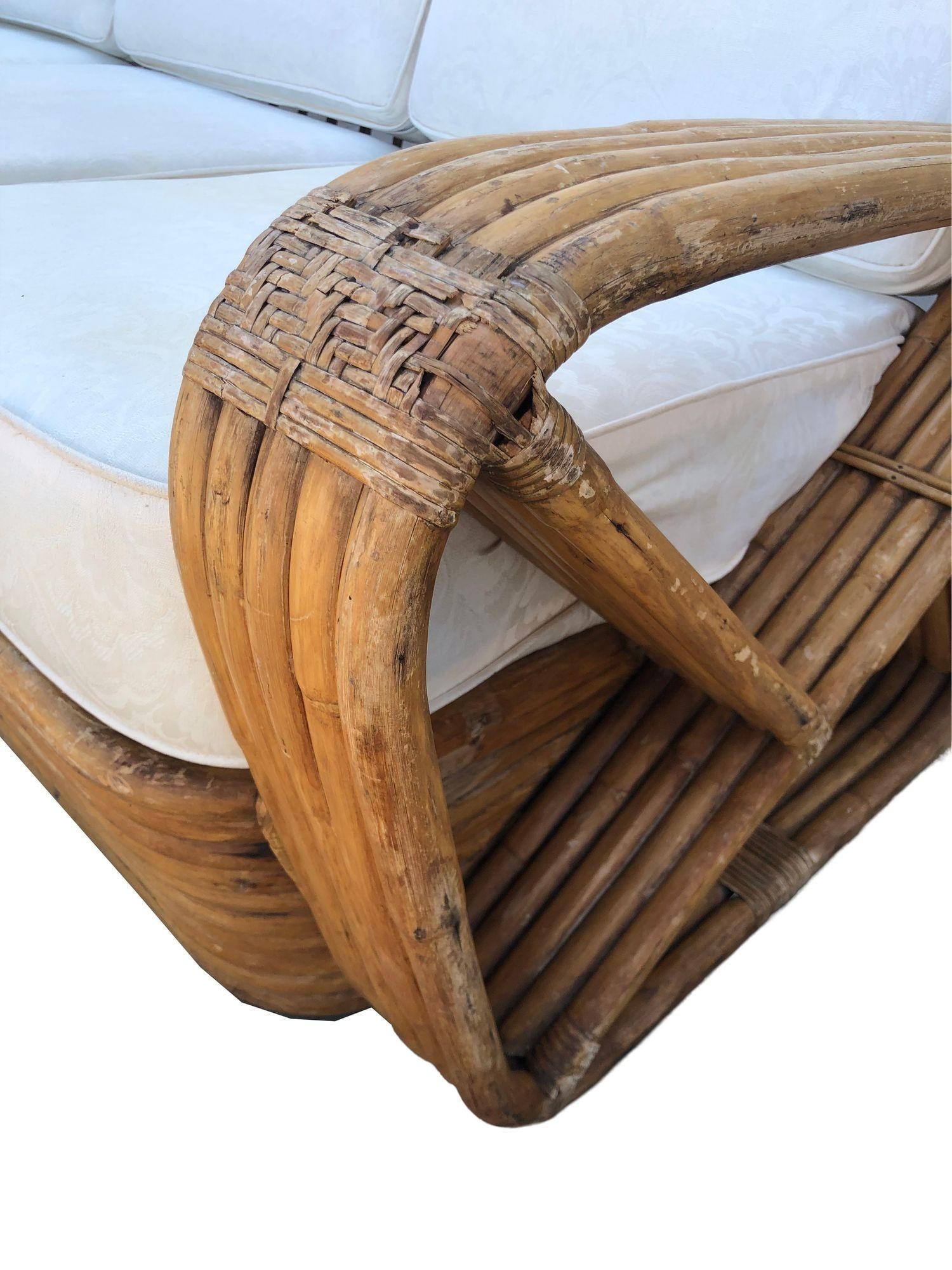 Paul T. Frankl 5-Strand Square Pretzel Square-Back 3-Seat Sofa (unrestored) - 11