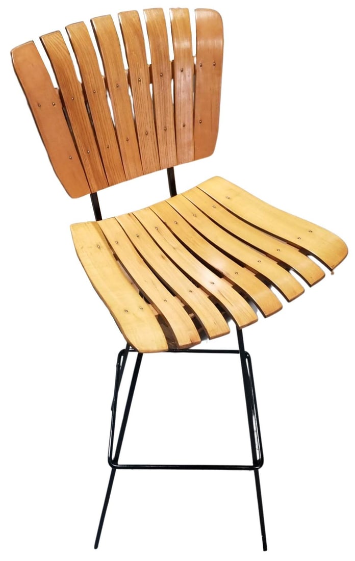 Restored Mid Century Arthur Umanoff Set of Four Slat Bar Stools - 8