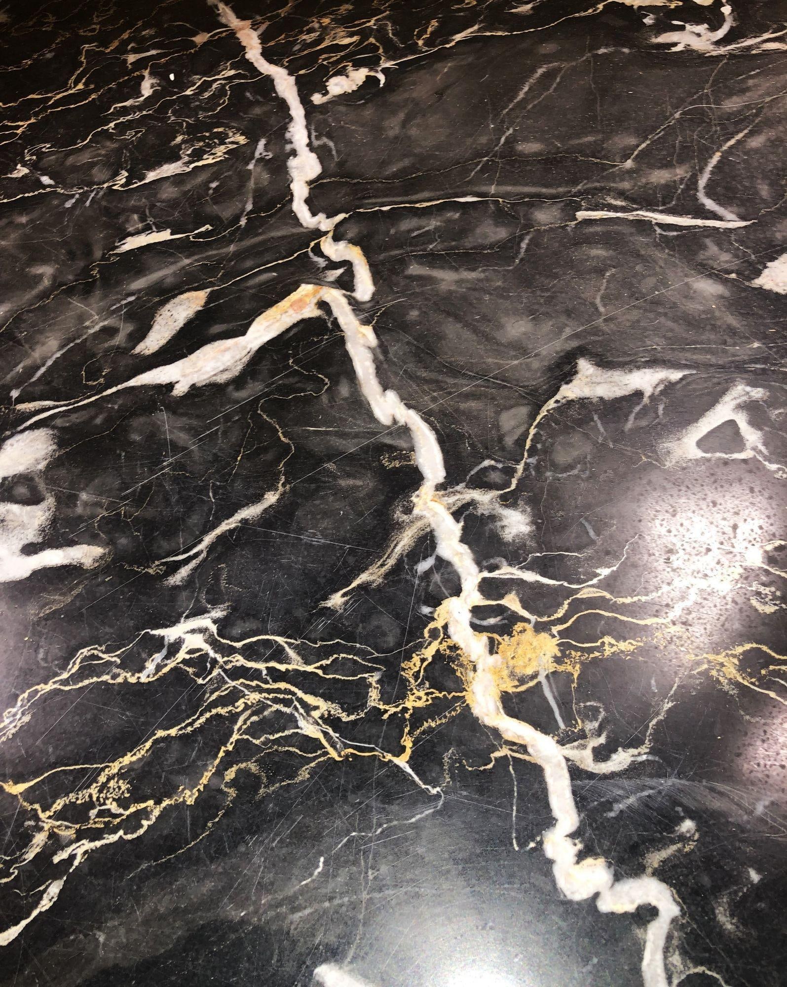 Portoro Nero Marble Dining Set with High Back Thomasville Chairs - 5