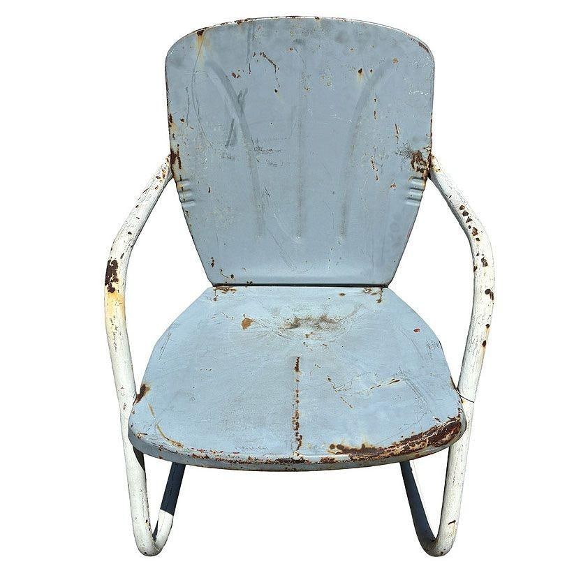 Mid-century Steel Flat Iron Springer Patio Outdoor Lounge Chair, Pair - 18