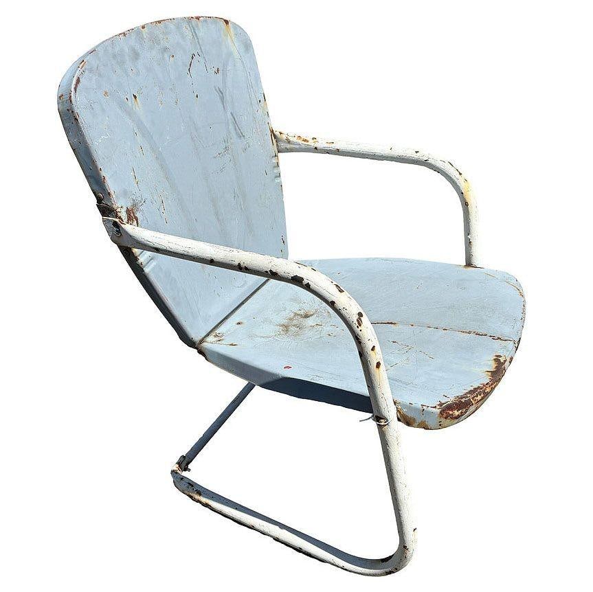 Mid-century Steel Flat Iron Springer Patio Outdoor Lounge Chair, Pair - 9