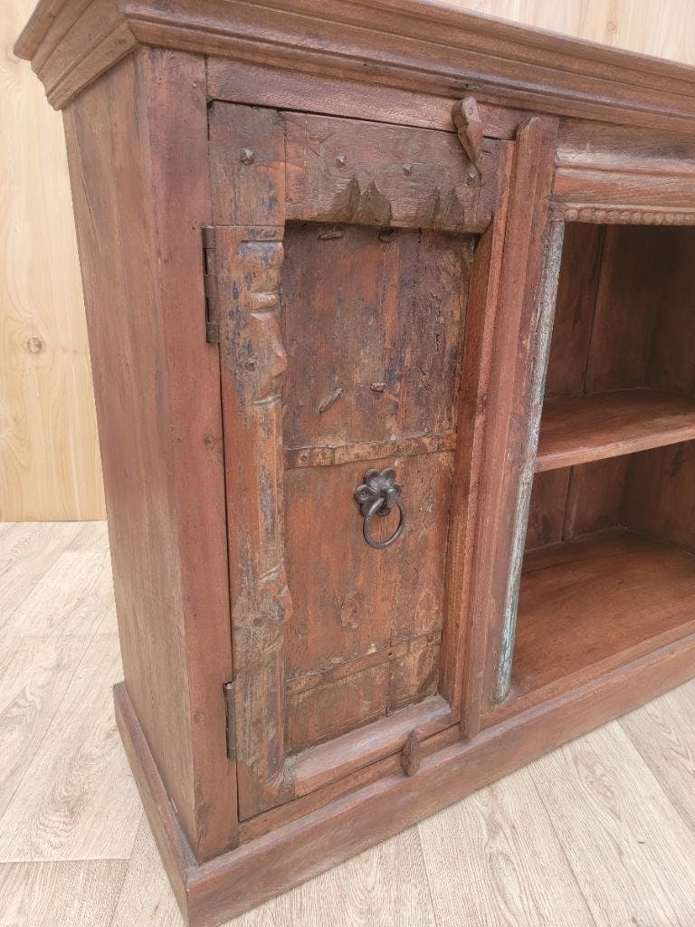 Vintage Moroccan Rustic Reclaimed Wood Media Cabinet - 9